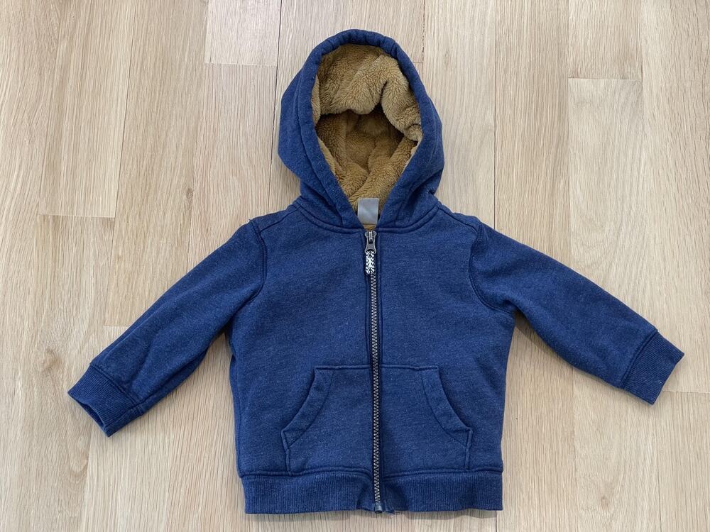 Carter's Hoodie Boys 18-24 Months Blue Fleece Full Zip Sherpa Lined Cozy
